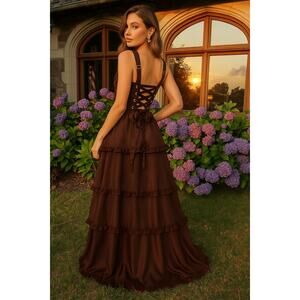 Show Me Your Mumu Lady Corset Dress in Chocolate Luxe Satin XL NWT